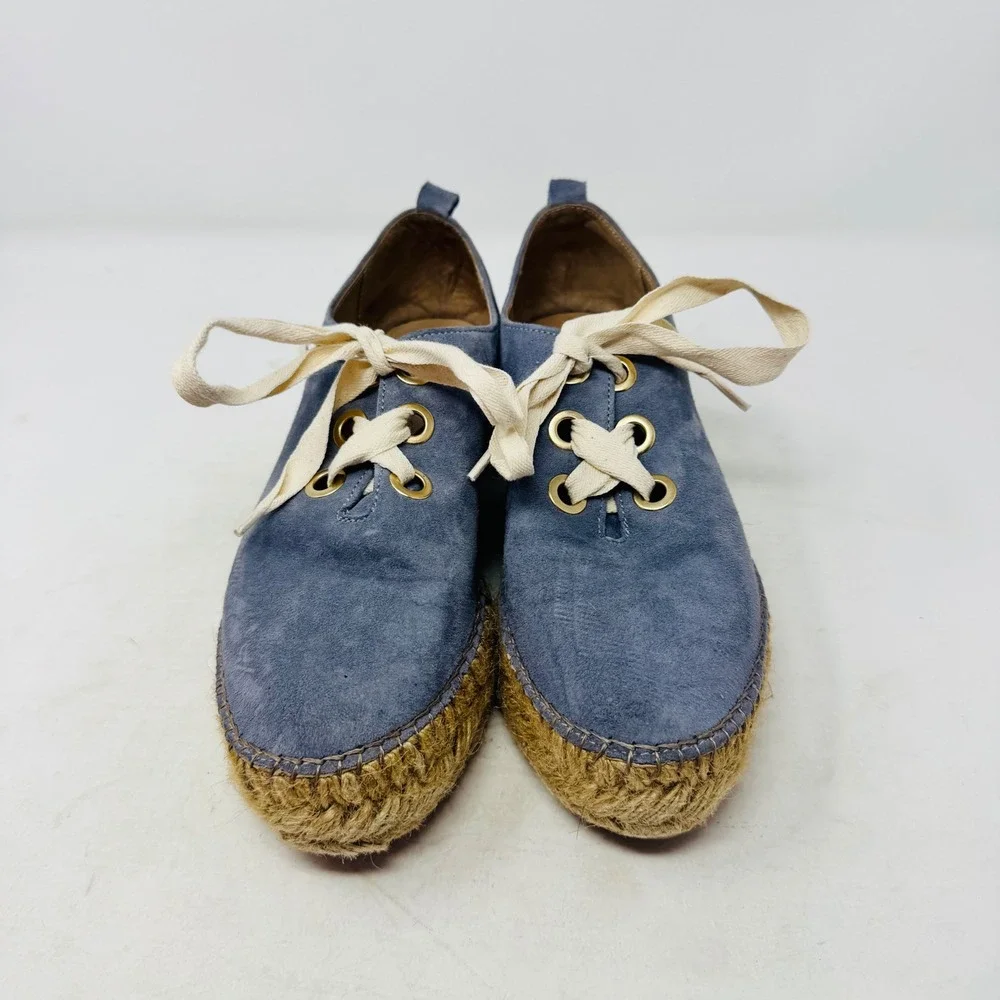 Eric‎ Michael Blue Suede Espadrille Sneakers EU 38 Platform Spain Boho Coastal